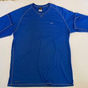 Vintage Nike Sphere Dry Waffle Knit Long Sleeve Tee -Blue-Sz Large-Y2K